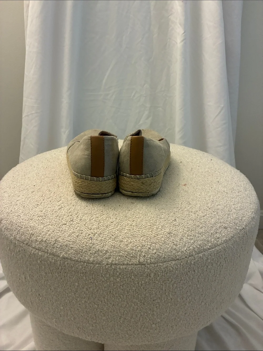 Womens Natural Espadrille Platform Slip-On Shoes